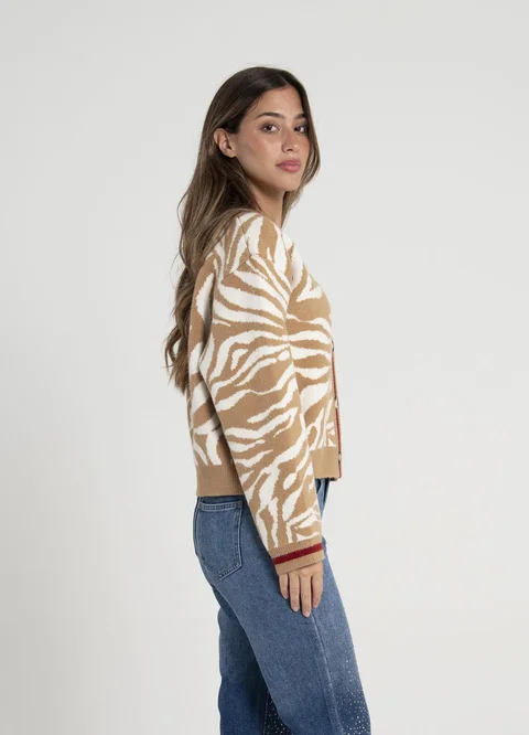 Cardigan cebra combinado 