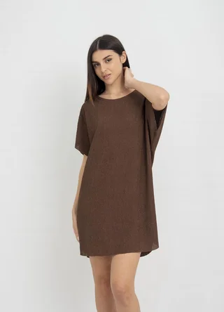 Vestido corto de creppe arrugado al corte  - Vista 2