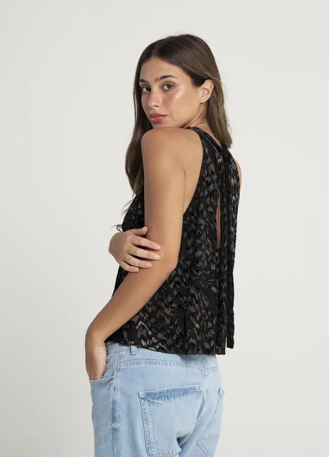 Blusa tul print con tira en espalda 