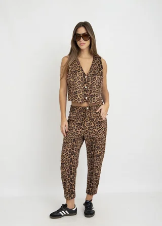 Pantalon slouchy print de gamuza  - Vista 3