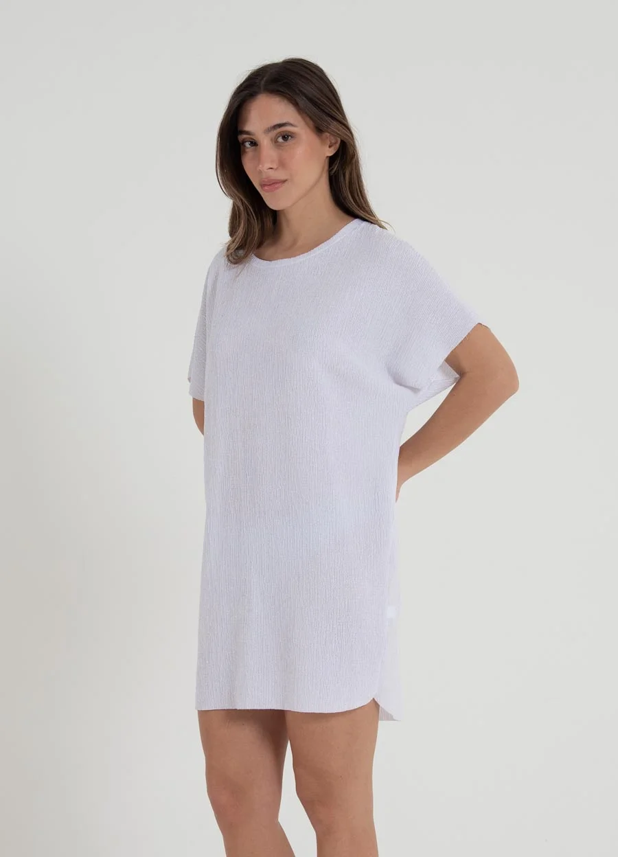 Vestido creppe liso 