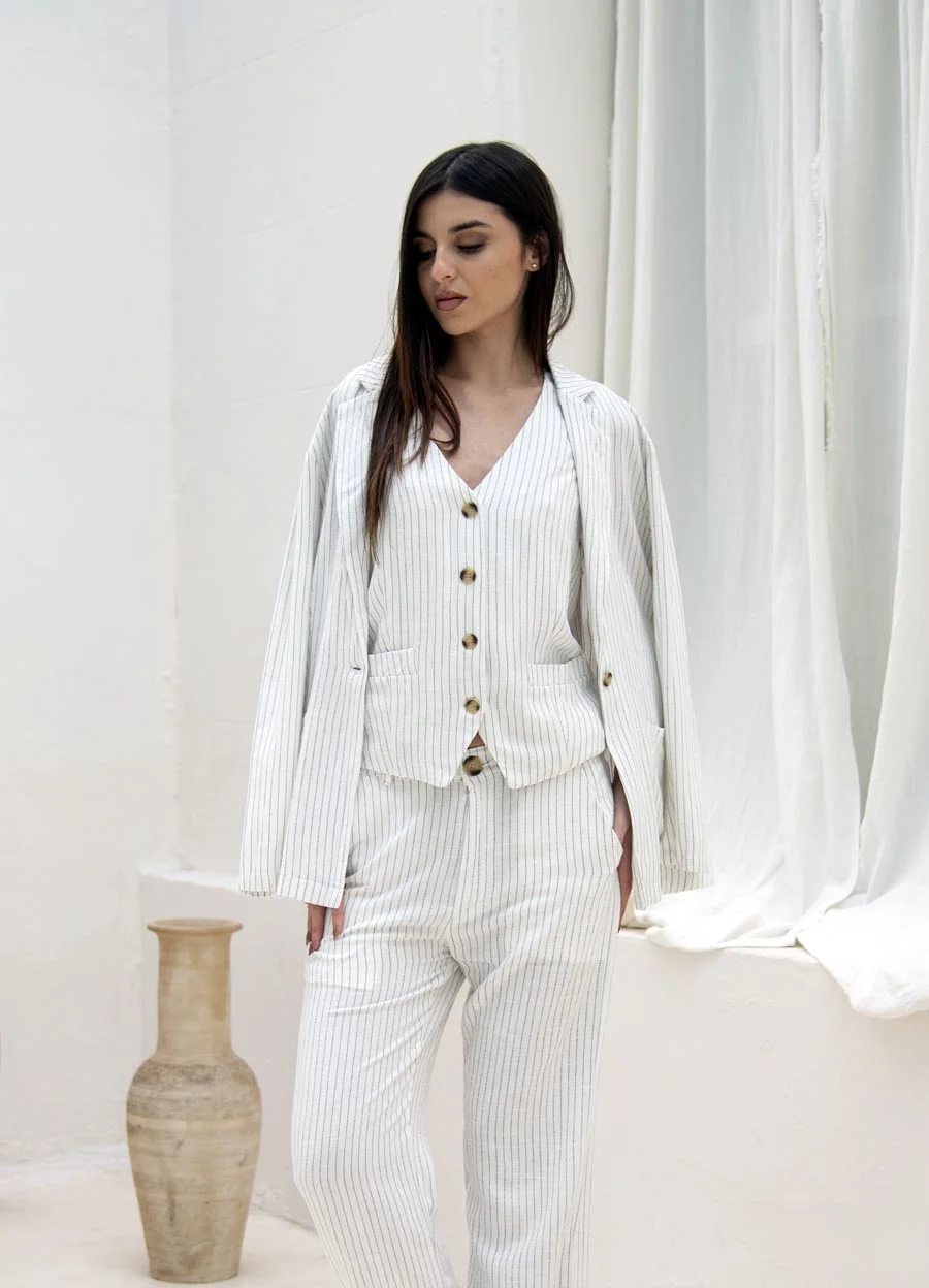 Camisaco lino rayado 