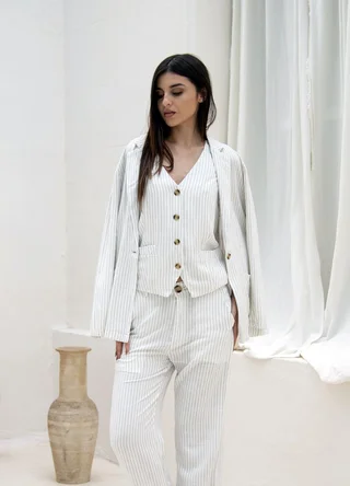 Camisaco lino rayado  - Vista 1