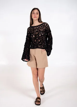 Sweater crochet red flores  - Vista 6