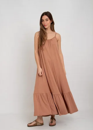 Vestido largo viscosa con volado  - Vista 5