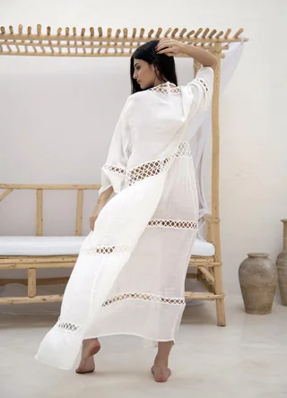 Kimono largo voile con recortes  - Vista 6