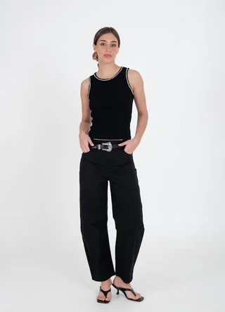 Musculosa de morley con piedras en escote  - Vista 2