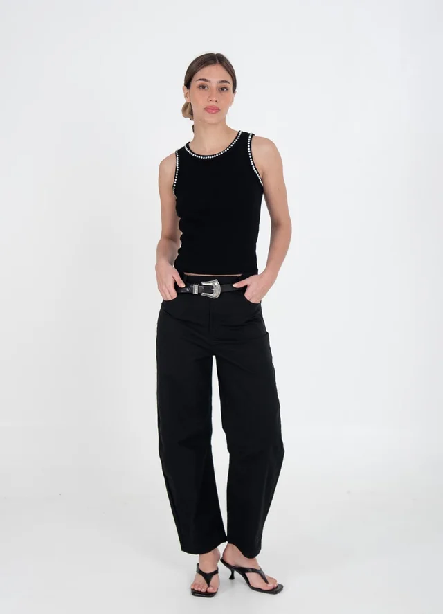 Musculosa de morley con piedras en escote 