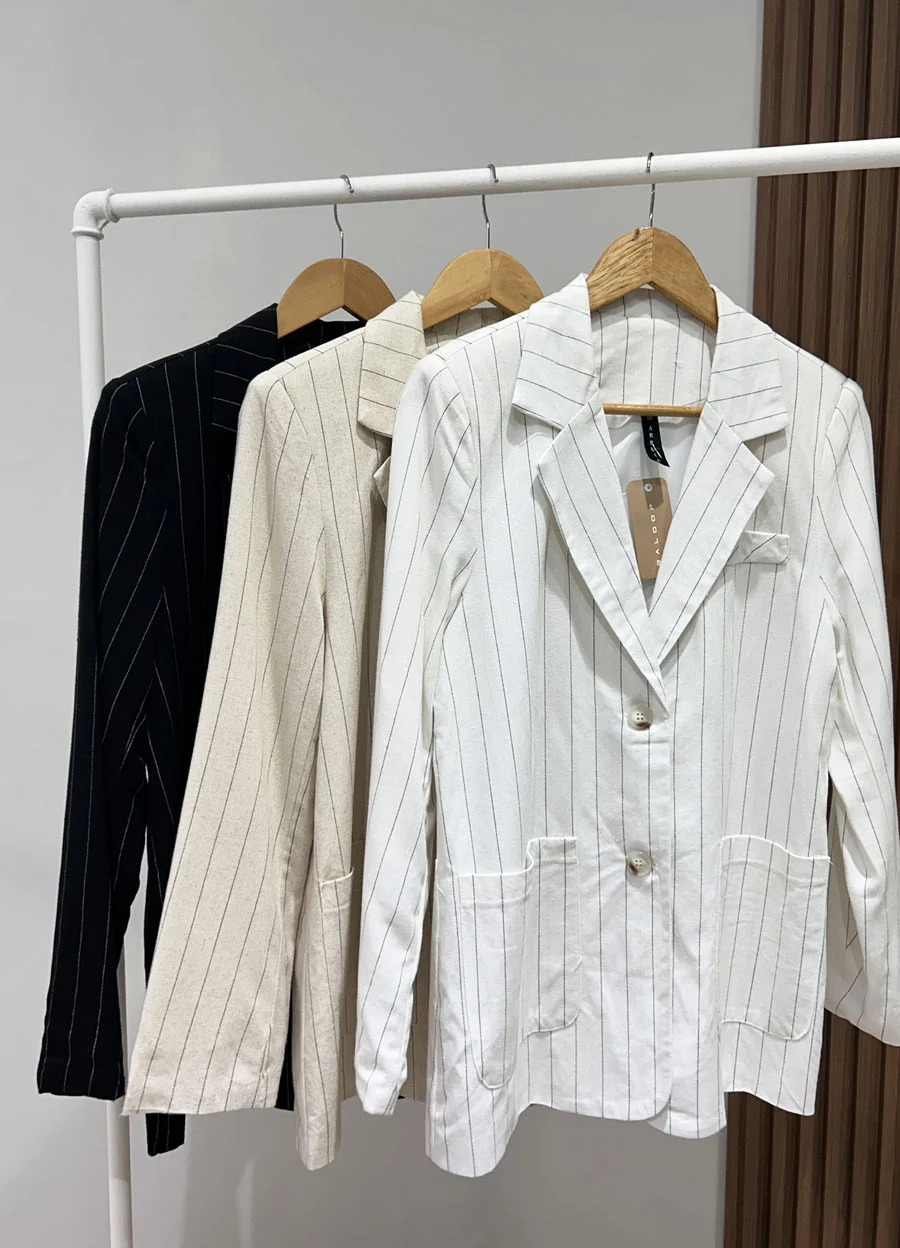 Blazer de lino rayado