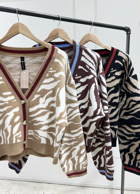 Cardigan cebra combinado 