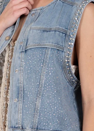 Chaleco denim con full strass  - Vista 3