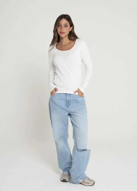 Remera rib escote redondo 