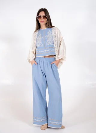 Kimono bordado calado de gasa  - Vista 1