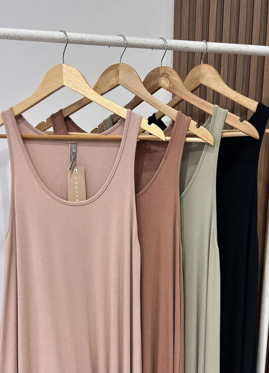 Maxi vestido musculosa viscosa 