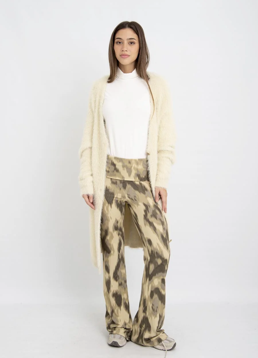 Pantalon oxford lanilla con cintura ancha 