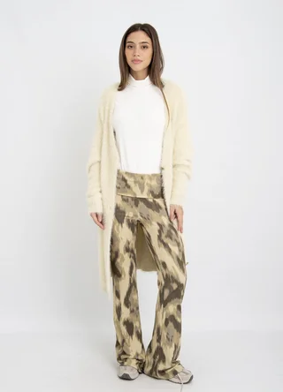 Pantalon oxford lanilla con cintura ancha  - Vista 3