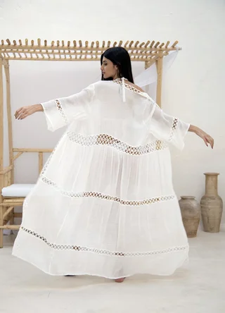 Kimono largo voile con recortes  - Vista 5