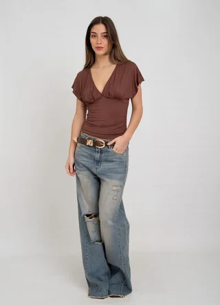 Remera viscosa c/frunce escote V  - Vista 2