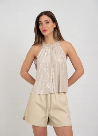 Blusa metalizada para atar abertura en espalda - Vista 2