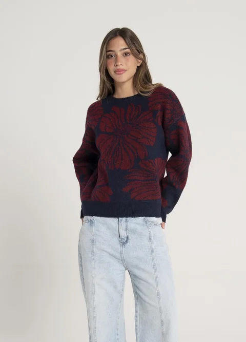 Sweater estampado flores grandes 