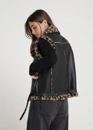 Chaleco eco cuero con piel  - Vista 4