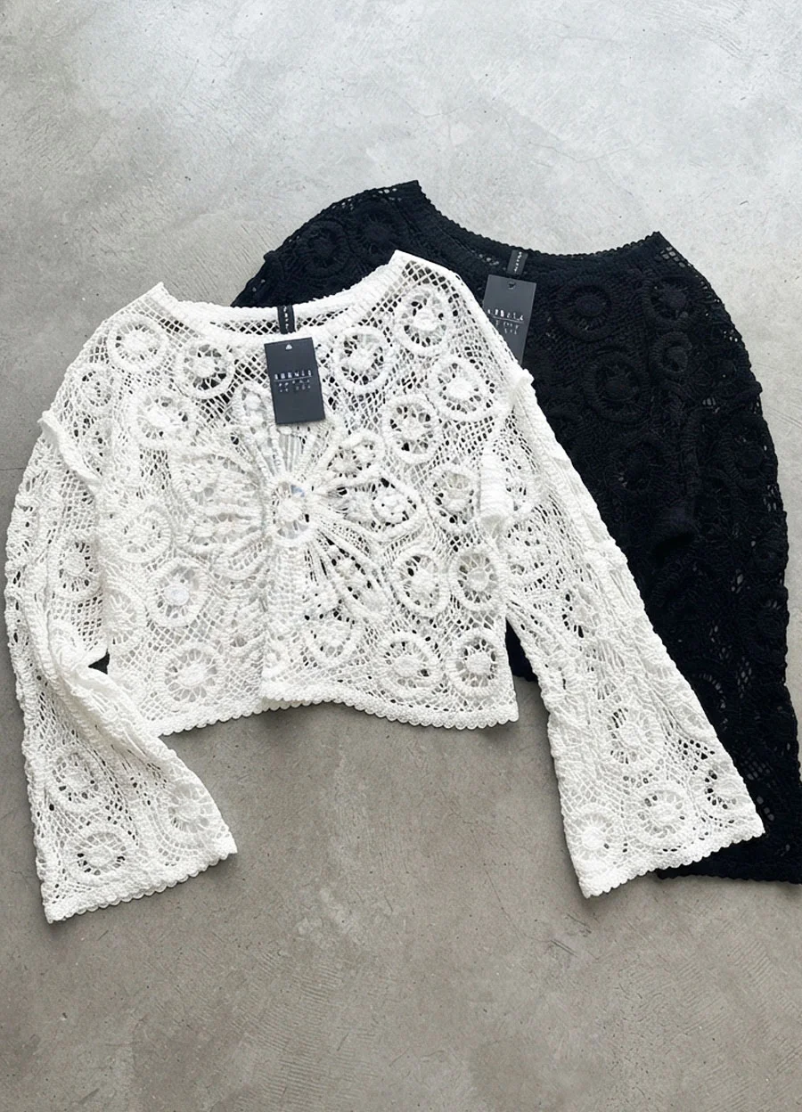 Sweater crochet red flores 