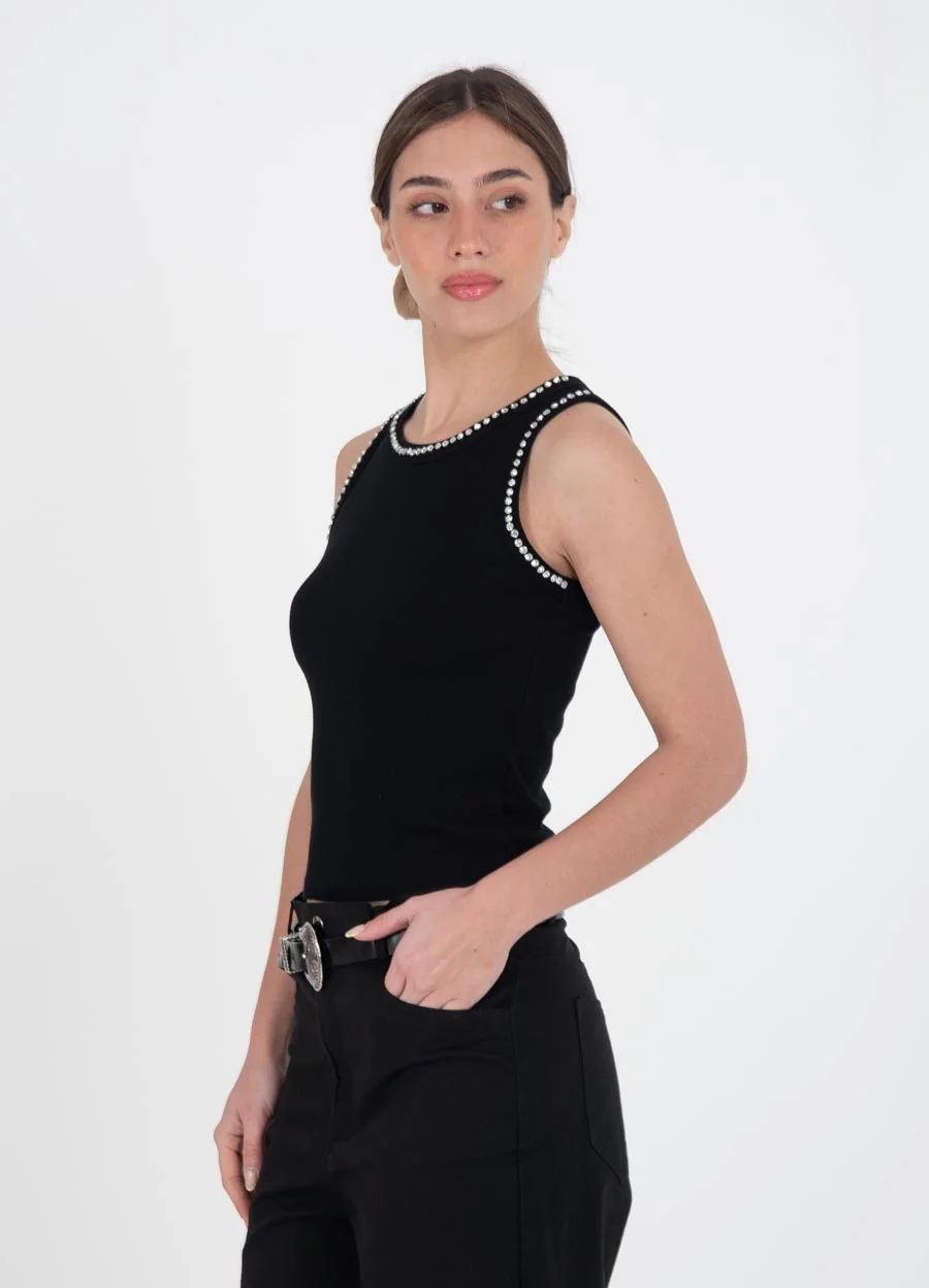 Musculosa algodon con piedras en sisa 
