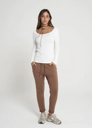 Remera manga larga rib escote cavado  - Vista 2