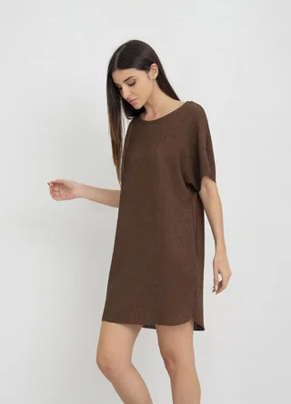 Vestido corto de creppe arrugado al corte  - Vista 4