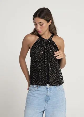 Blusa tul print con tira en espalda  - Vista 2