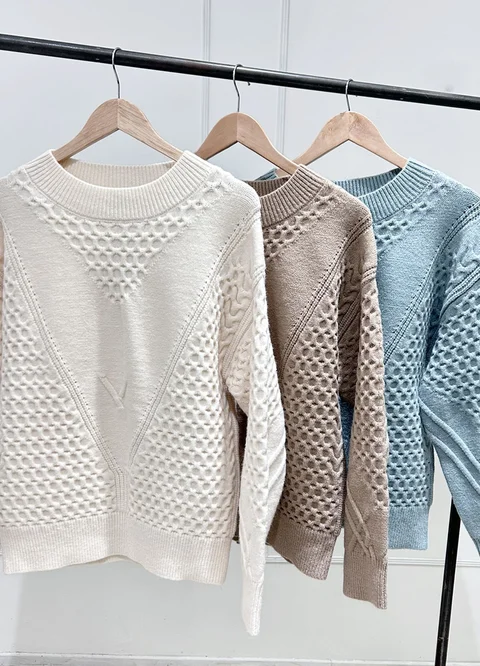 Sweater tramado en V 