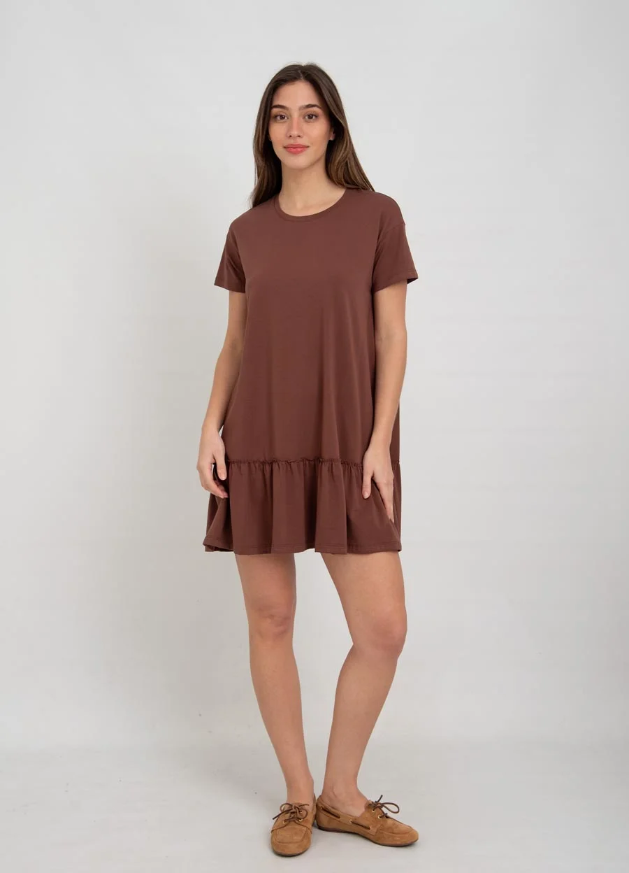 Vestido corto con volado jersey spandex 