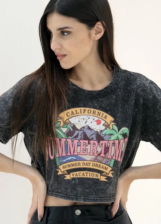 Remera prelavada estampada  - Vista 2