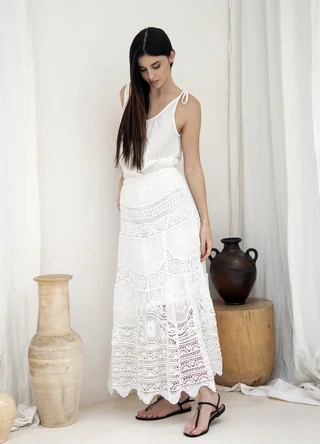 Falda combinada con encaje  - Vista 2