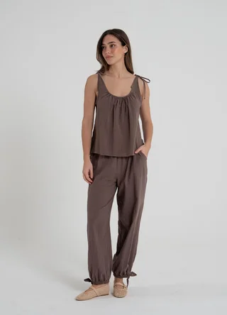 Pantalon balloon gasa con moño - Vista 4
