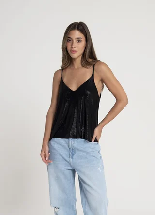 Musculosa bretel fino metalizada  - Vista 2