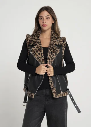 Chaleco eco cuero con piel  - Vista 2