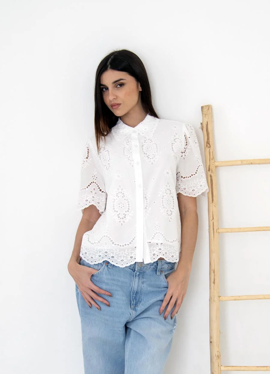 Camisa manga corta broderie 