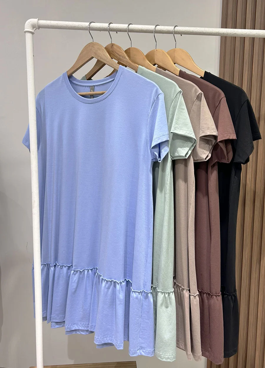 Vestido corto con volado jersey spandex 