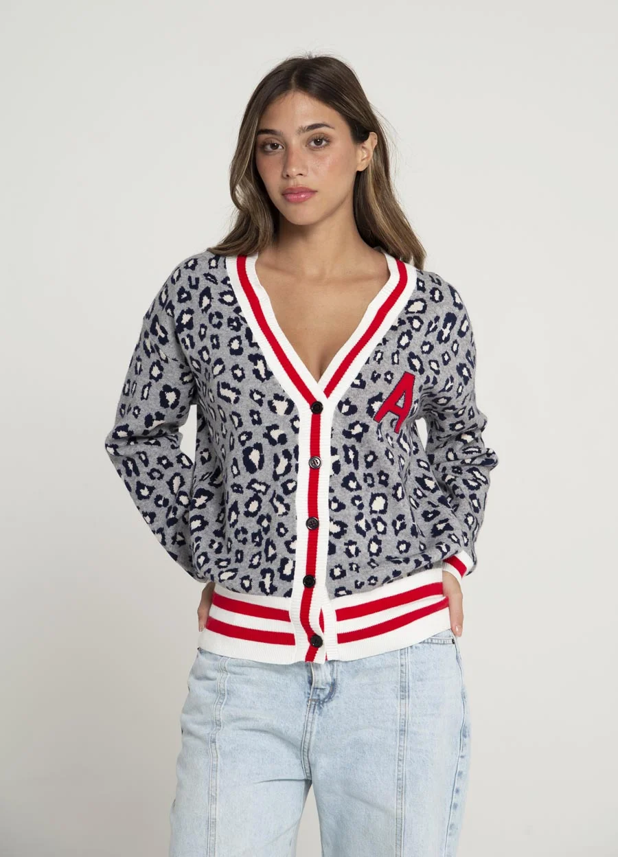 Cardigan college estampado 