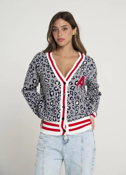 Cardigan college estampado 