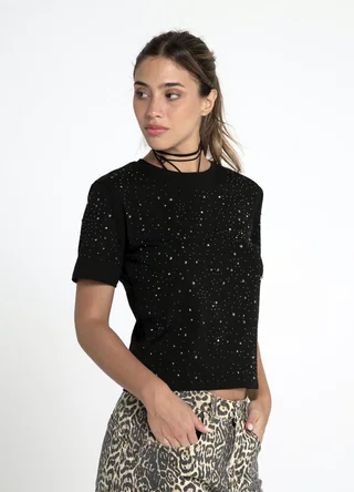 Remera Jersey spandex con strass  - Vista 3