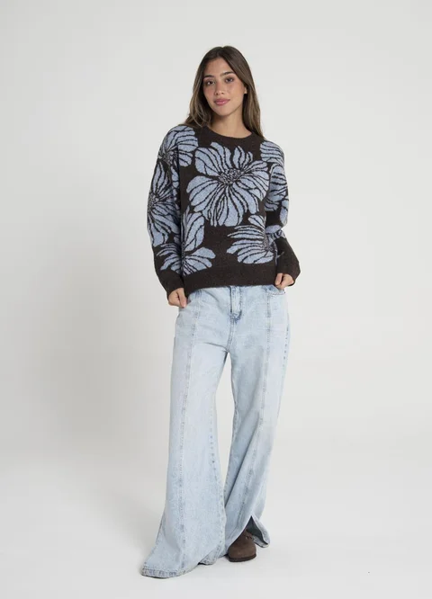 Sweater estampado flores grandes 