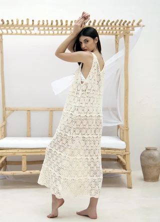 Vestido musculosa crochet con recortes  - Vista 4