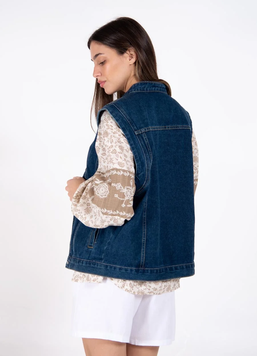 Maxi chaleco denim cargo