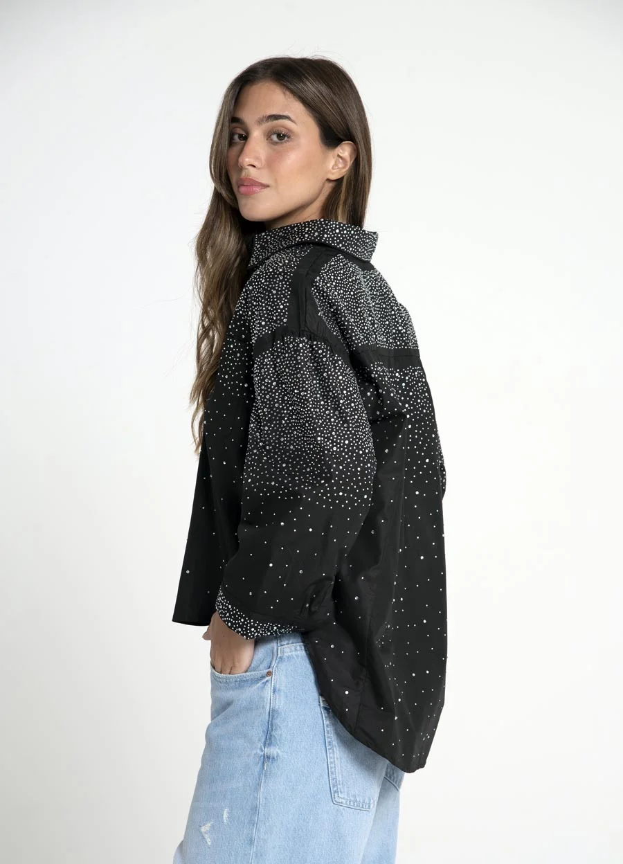 Camisa full strass 3/4