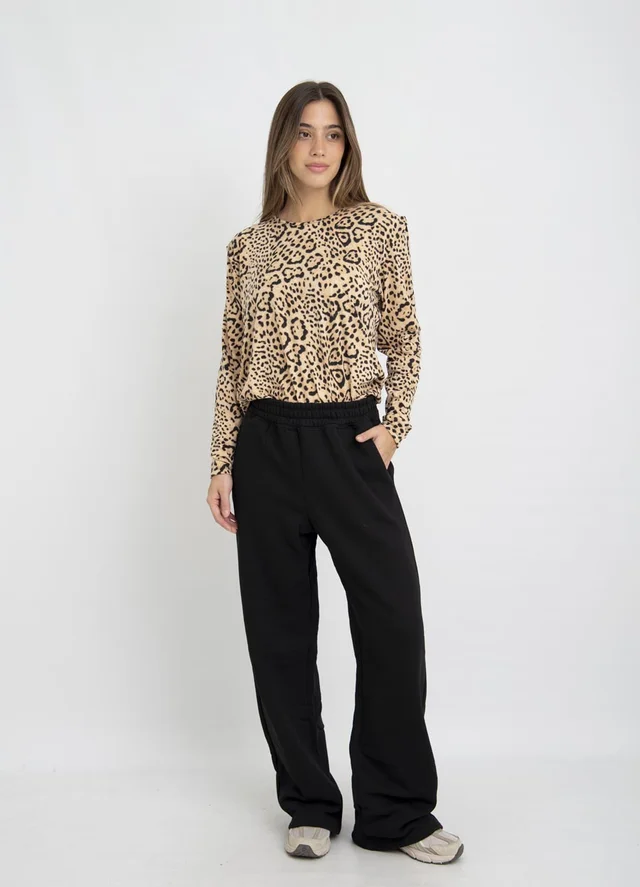 Remera manga larga print con pinza 