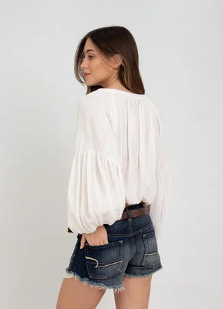 Blusa gasa rustica escote V - Vista 3