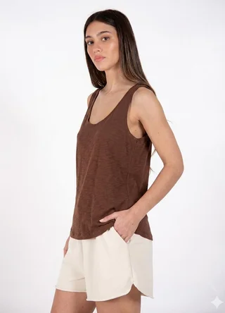 Musculosa flame con bordador  - Vista 3