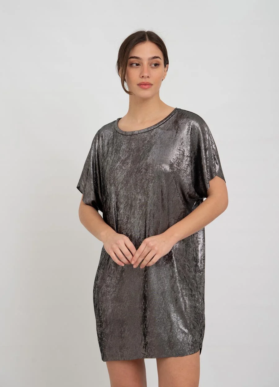 Vestido metalizado al corte 